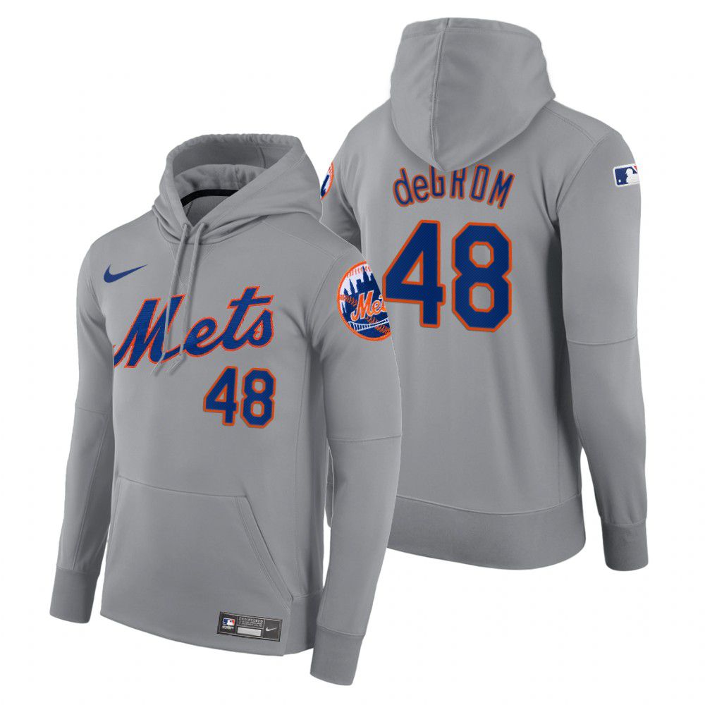 Men New York Mets #48 Degrom gray road hoodie 2021 MLB Nike Jerseys